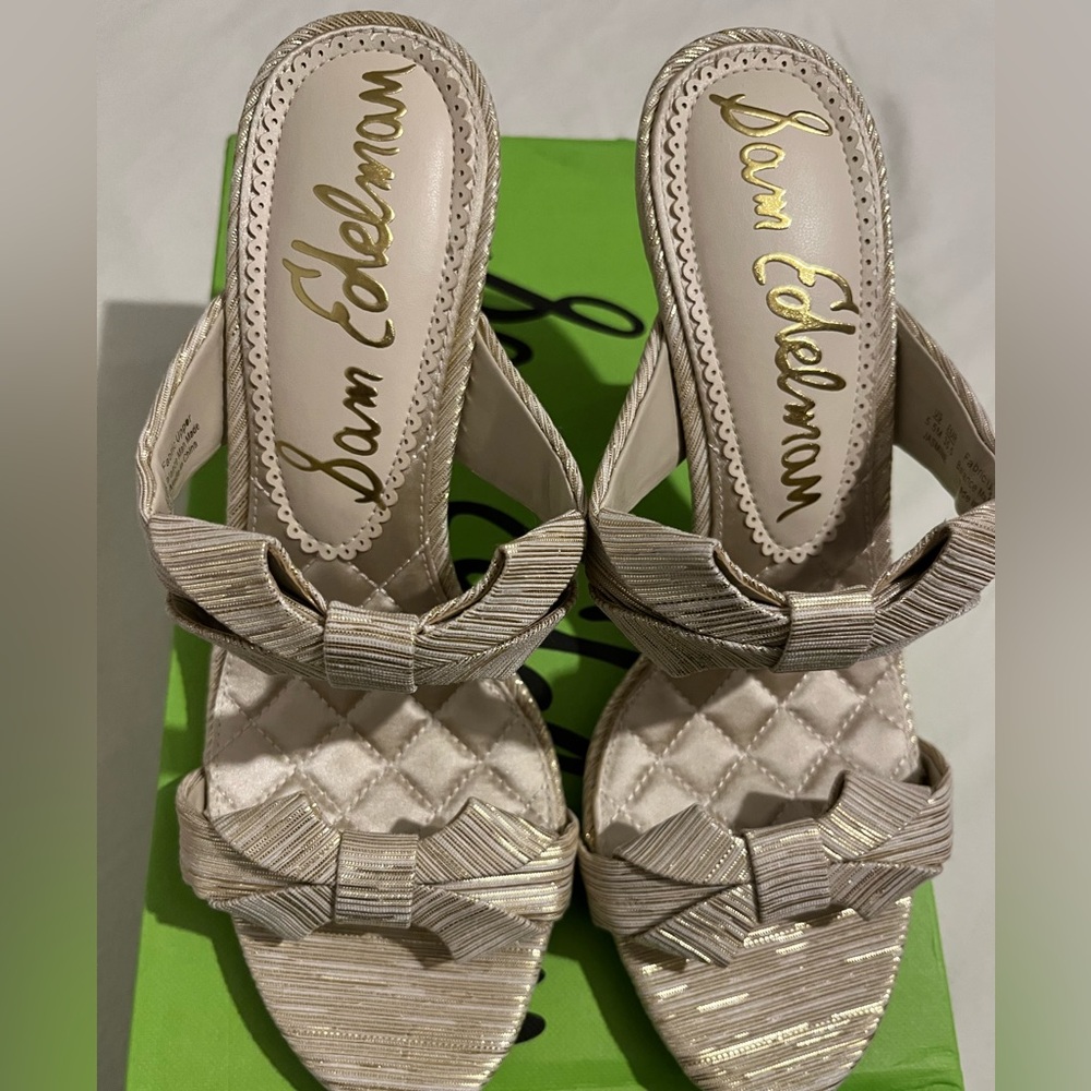 Sam Edelman Jasmine gold plisse Women's Strappy Sandals